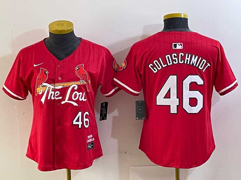 Womens St Louis Cardinals #46 Paul Goldschmidt Red 2024 City Connect Limited Stitched Jersey->mlb womens jerseys->MLB Jersey